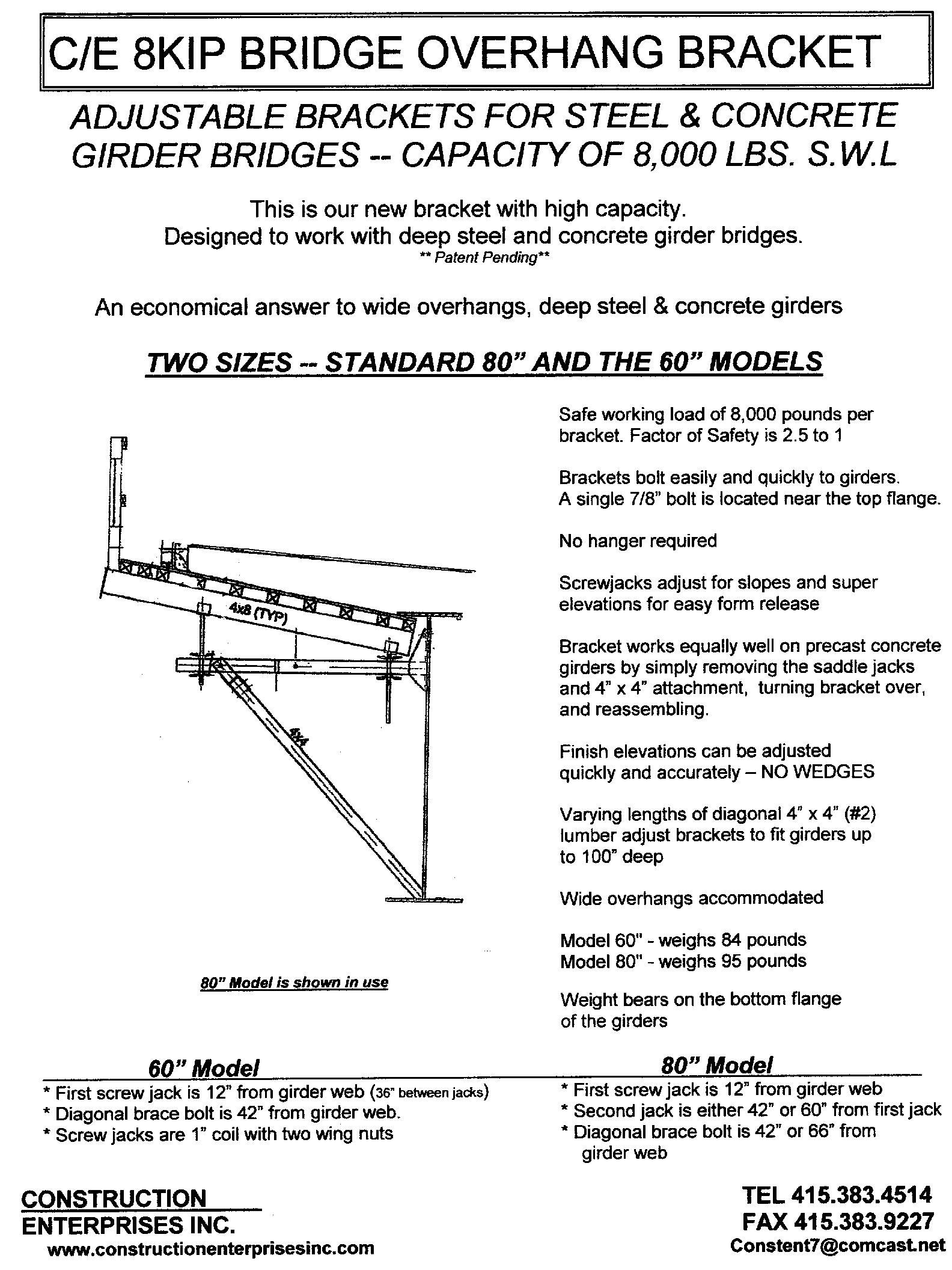 8kip Deep Girder & Wide Overhang Bracket Construction Enterprises Inc