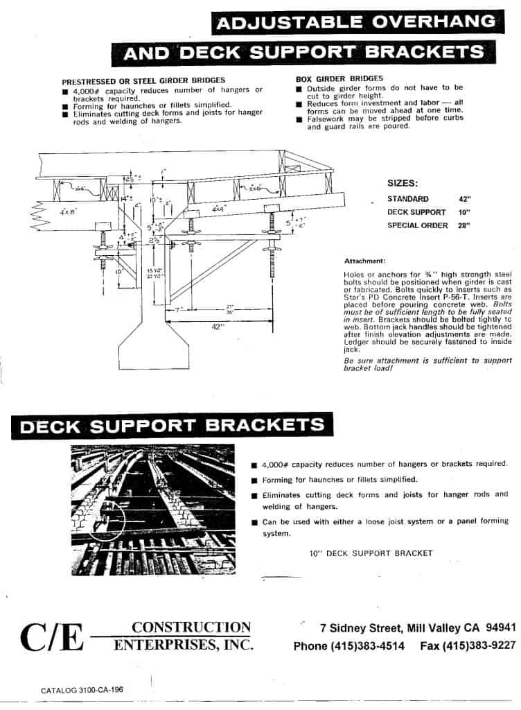 Bridge Overhang Brackets Construction Enterprises Inc